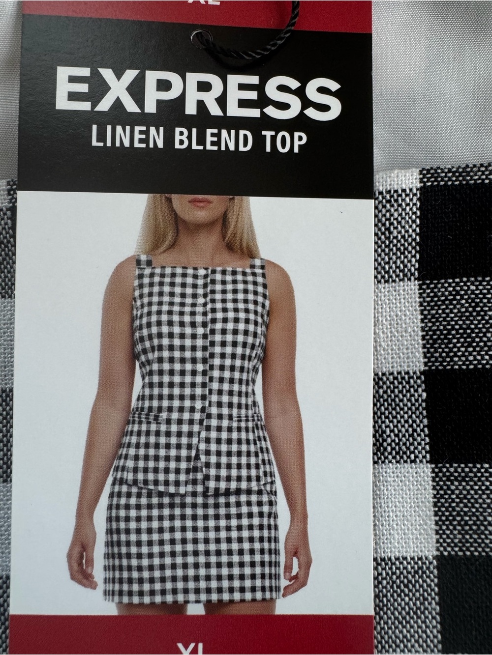 Express Black and White Gingham Button-Front Skirt - Picture 11 of 11